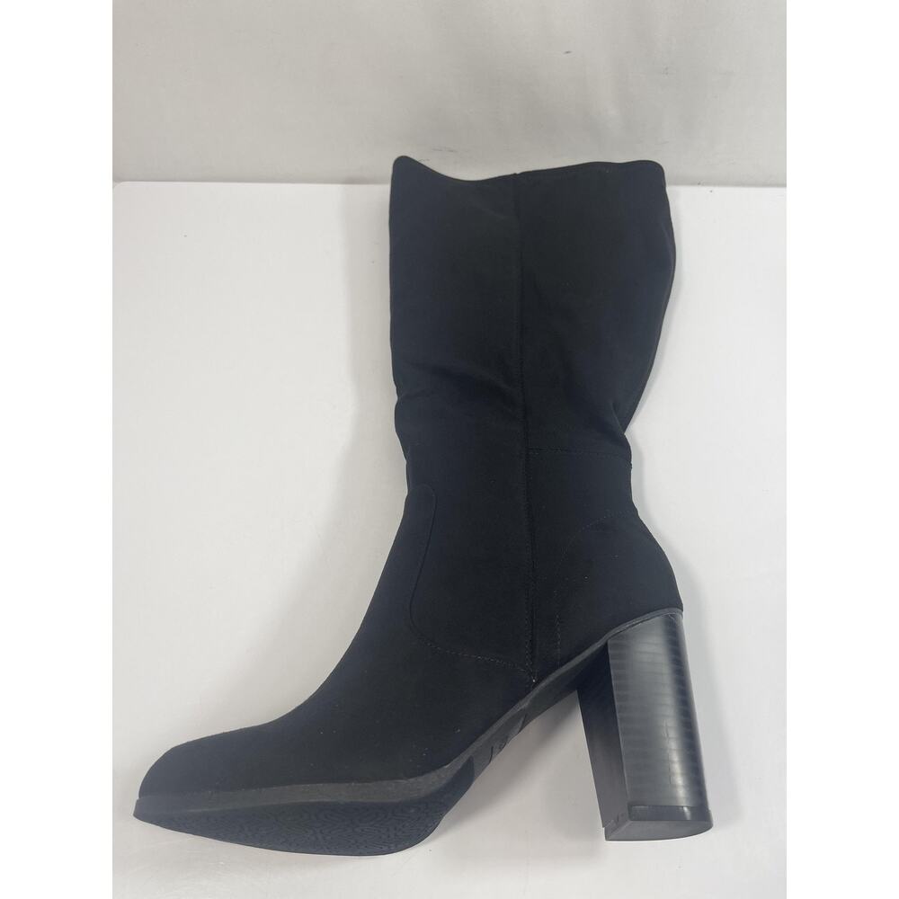Style&Co Boots Womens Size 8 Black ADDYYF Wide Calf Faux Suede Block Heel - Picture 2 of 13